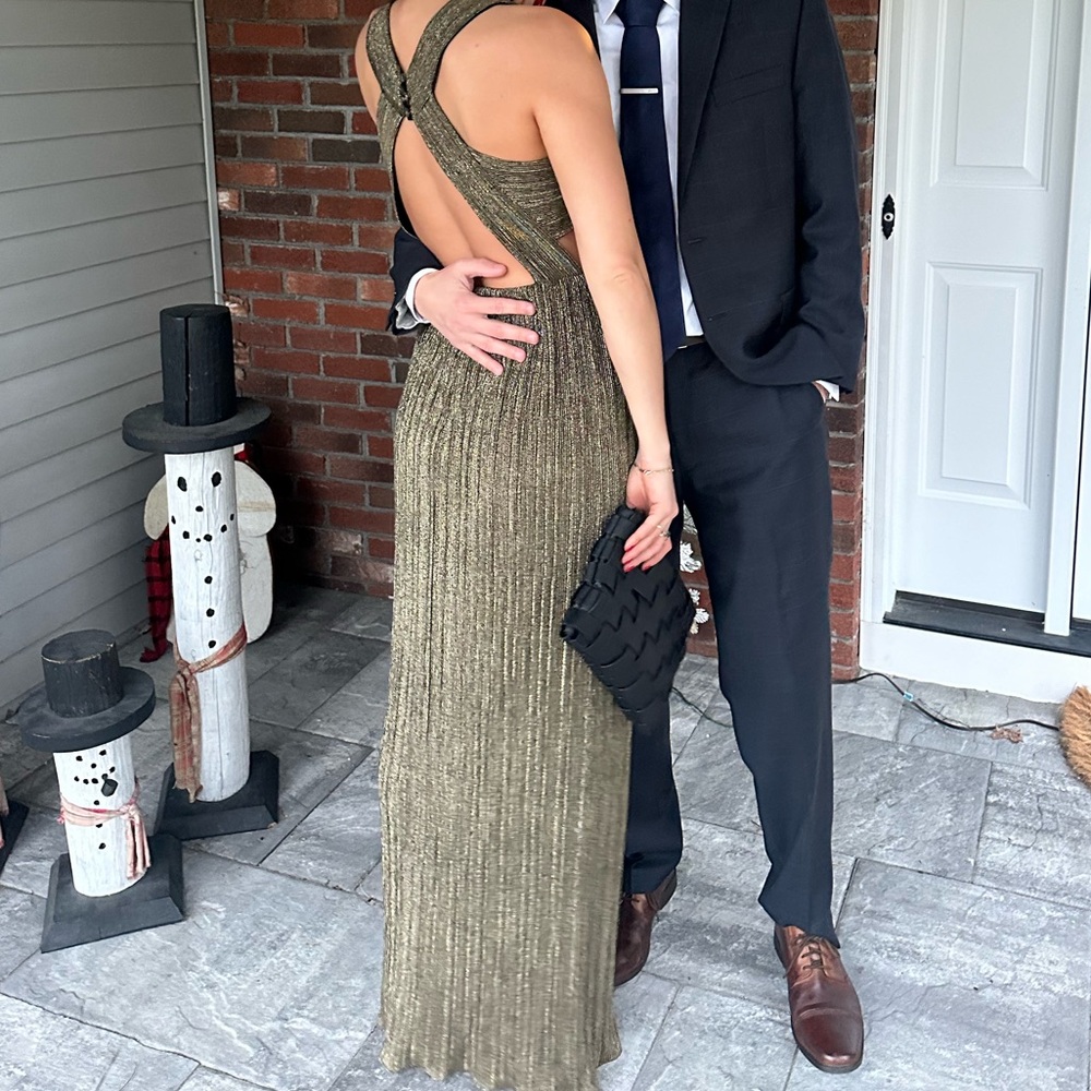 BCBGMAXAZRIA gold gown